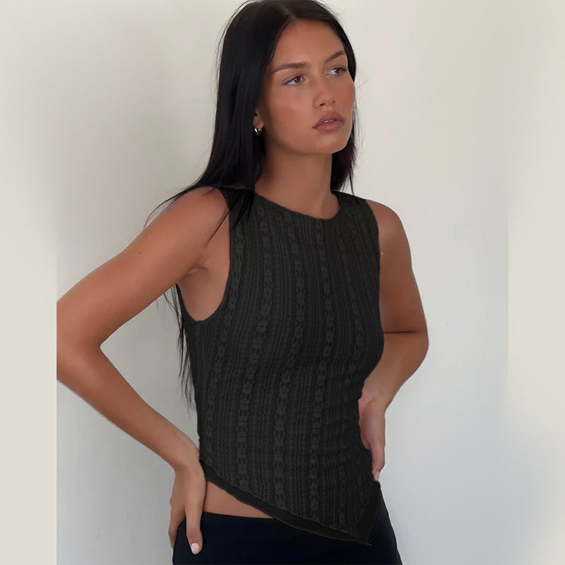 Trendy Texture Fabric Irregular Vest Top