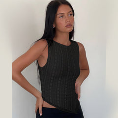 Trendy Texture Fabric Irregular Vest Top
