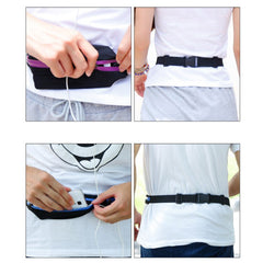 Sports Waist Bag With Double Pocket Slim Zip Running Phone Belt Bags - Clothing
