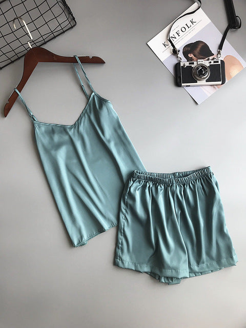 Plain Short Silky Pajama Set