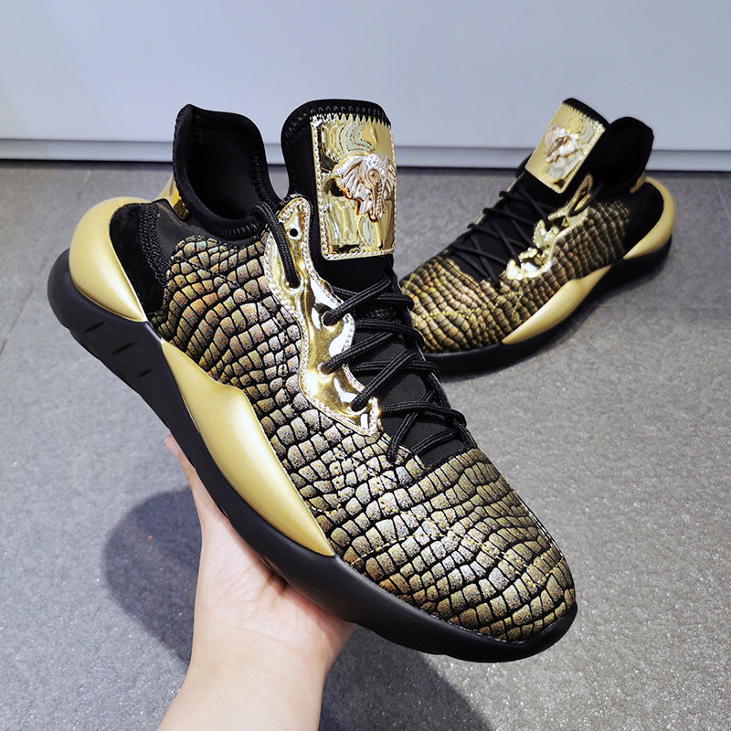 Snake print color block fashion casual shoes