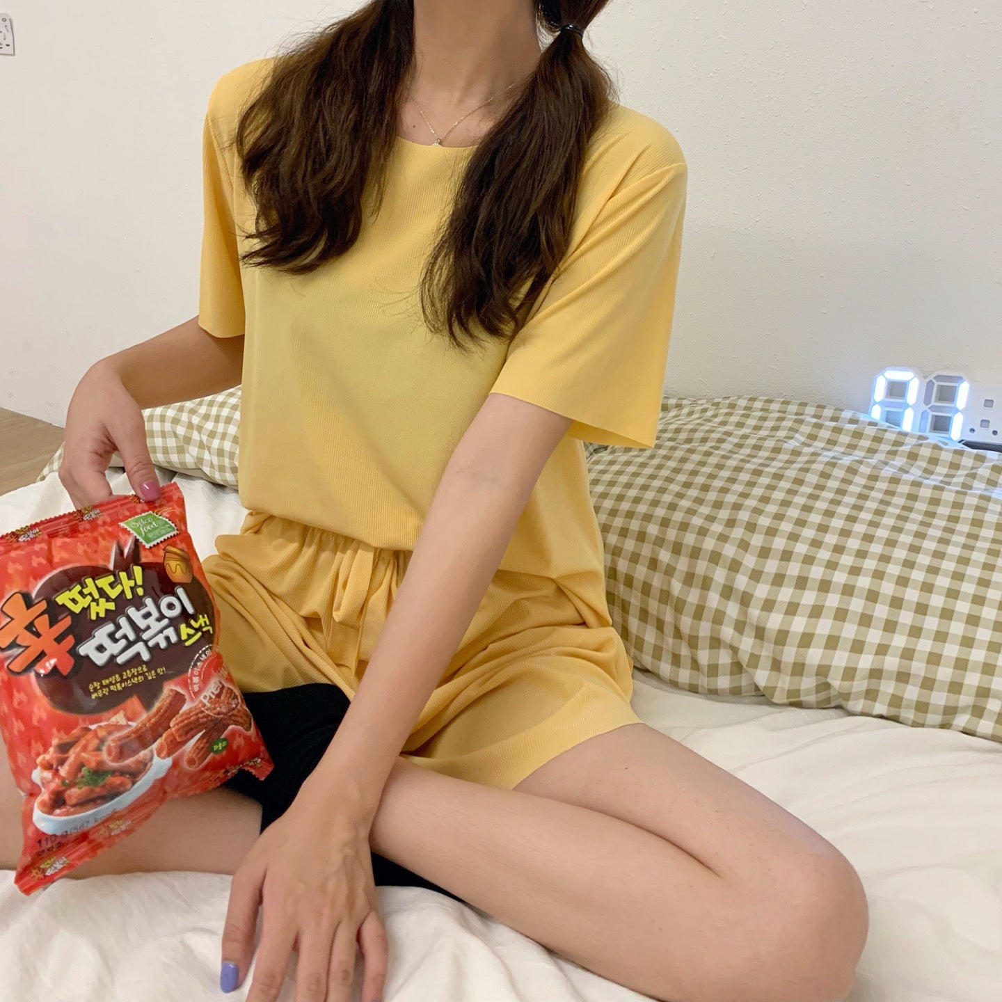Ice silk thin short sleeve pajamas set