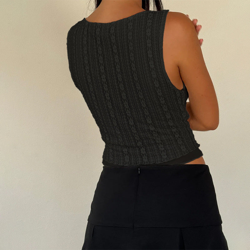 Trendy Texture Fabric Irregular Vest Top