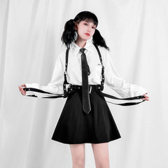 Double straps, three kinds of wearing punk metal strap skirts