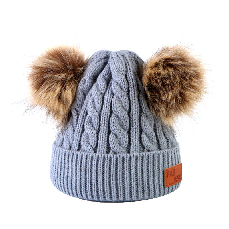 Baby Ear Caps Children’s Raccoon Fur Caps - Grey - Hat