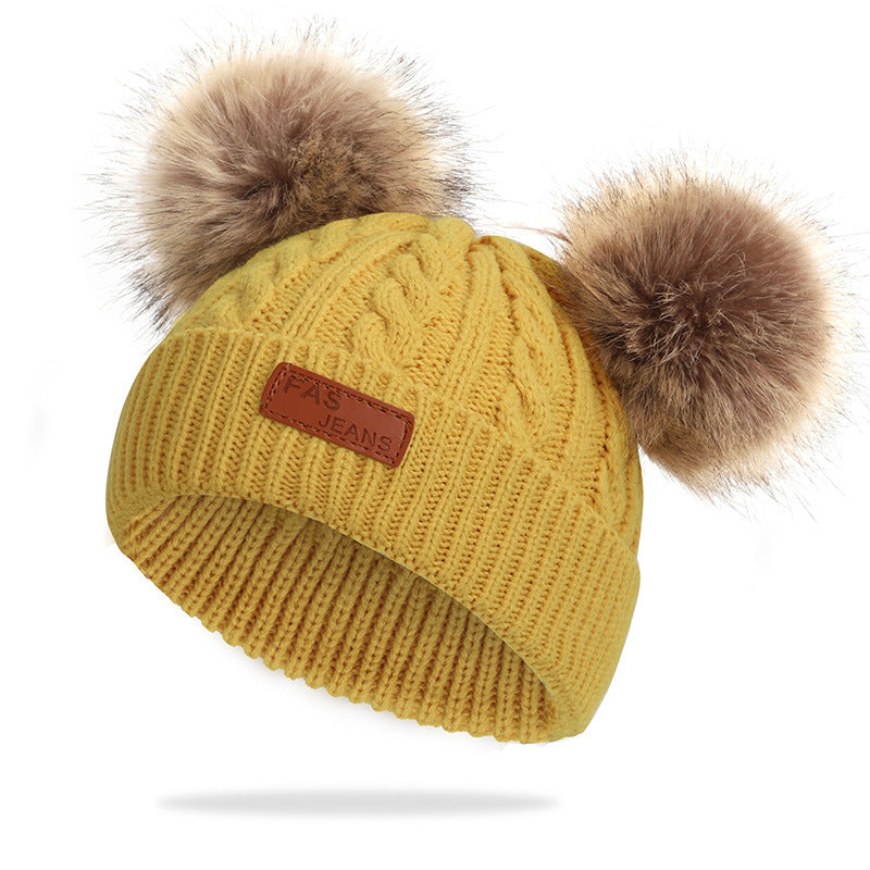 New children’s autumn and winter hat and scarf set - Yellow / E - Hat