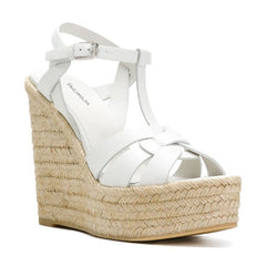 White Brown Black PU Hemp Rope Ladies Shoes