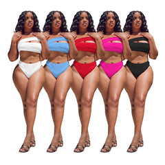Split Swimsuit Women's Beach Solid Color Holiday Bikini