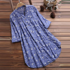 Big Women Blouse Summer Plus Size Ladies Tops M-5XL - Blue / 2XL - Clothing
