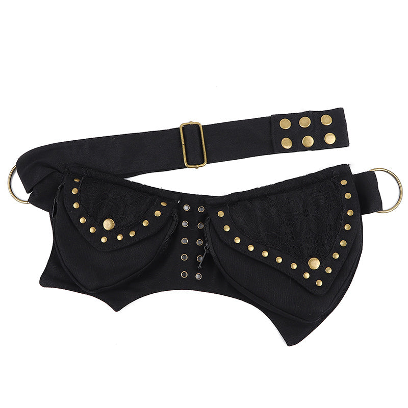 Vintage Waist Chest Bags Women Crossbody Bag Waistpack Outdoor Mobile Storage - Black - Clothing