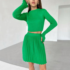Women's Knitted Short Skirt Sweater Two-piece Suit