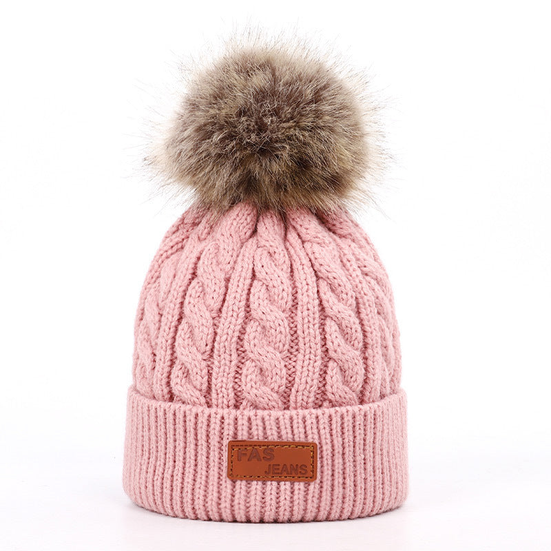 New children’s autumn and winter hat and scarf set - Deep pink / C - Hat