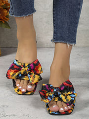 Color Bow Square Toe Flat Bottom Outdoor Casual Women's Shoes