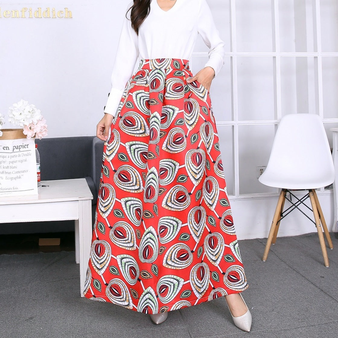 New Women's Half-length Printed With Large Skirt