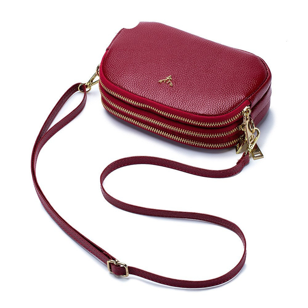 Leather cross-body mini bag - Wine Red - Clothing