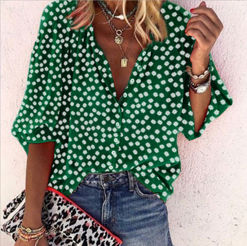 Long Sleeve Casual Women’s Shirt - Green / 2XL - shirt