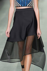 Black half-length irregular gauze skirt