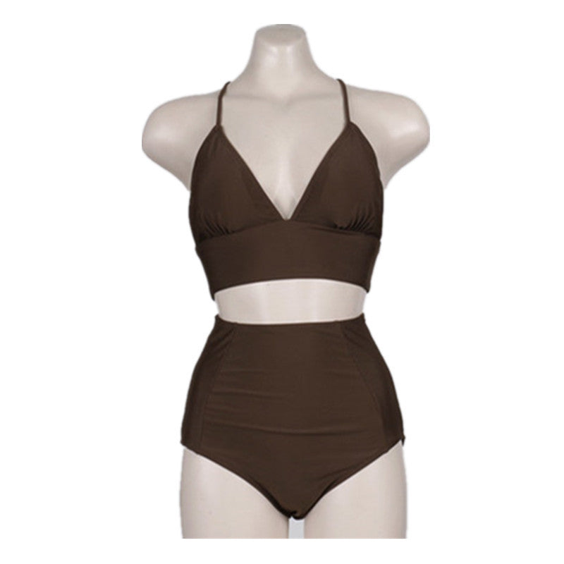 Women's V-Neck Bikini Set – 2-Piece Sexy Coastal Swimsuit with Adjustable Straps & Padded Top
