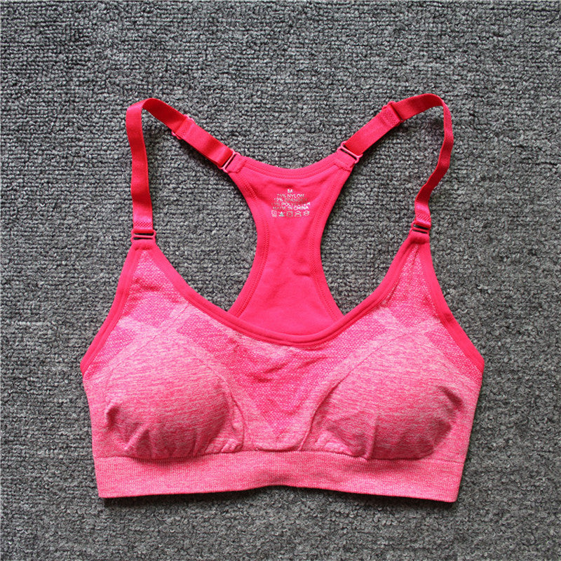 Women Shockproof Sport Bras Professional Yoga Shirts Tops Seamless Sports Fitness Yoga Running Vest Tank Tops - Red / L