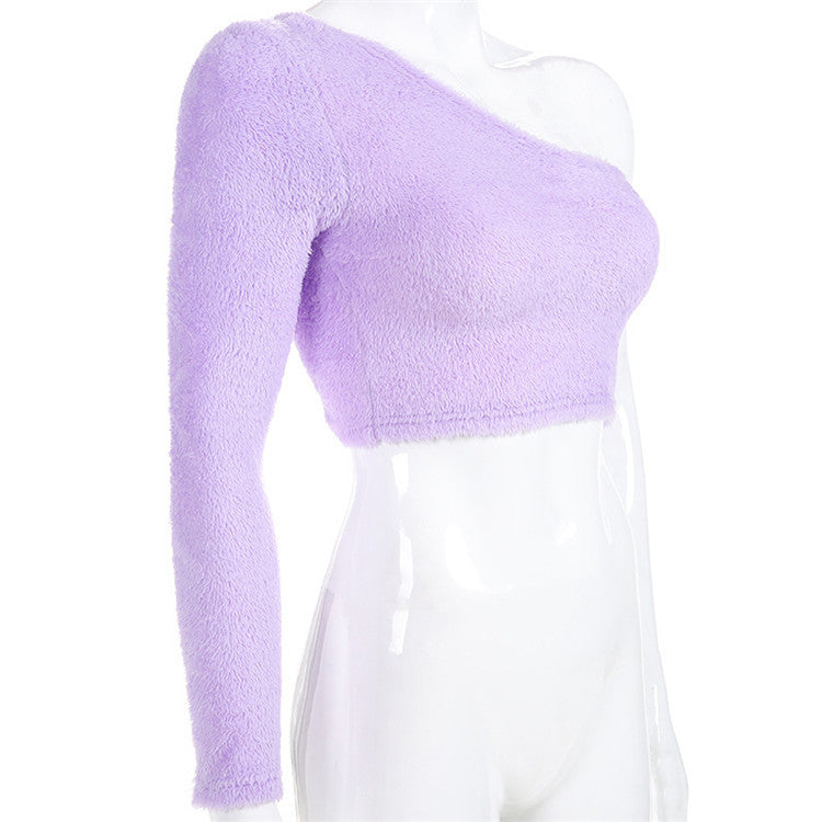 Off shoulder asymmetrical women's sweater