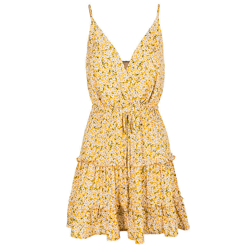 European and American sexy floral dress