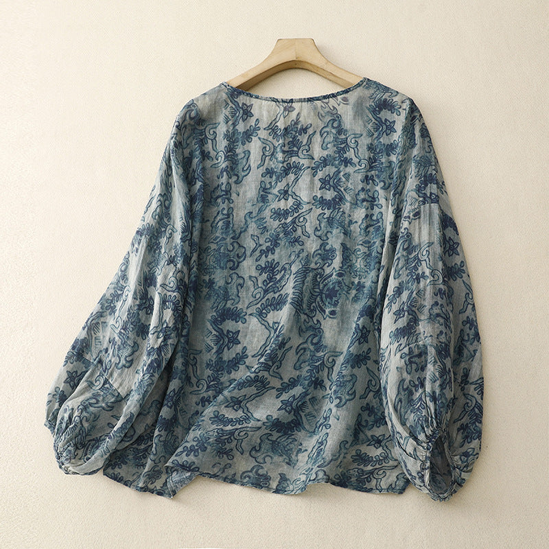 New Retro Digital Printing Top For Women