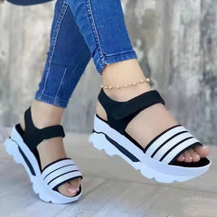 Roman Sandals Thick Sole Buckle Strip Wedges Shoes Transparent Clear Sandals