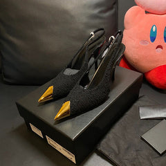 High Heels Feminine Metal Pointed Toe Buckle Strap