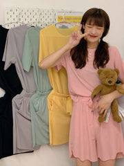 Ice silk thin short sleeve pajamas set
