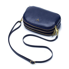 Leather cross-body mini bag - Dark Blue - Clothing