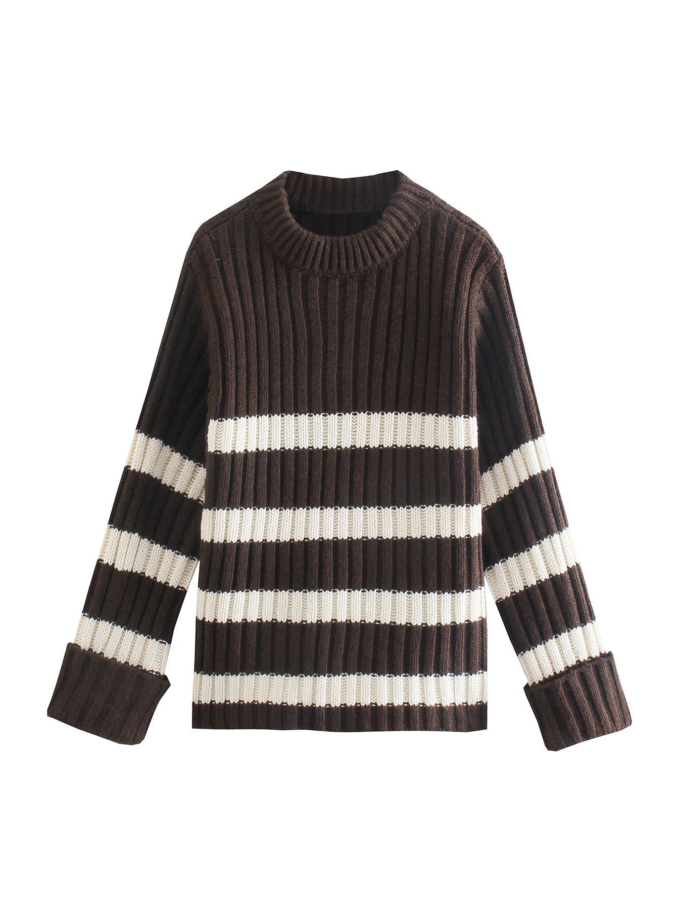 Women's Striped Crewneck Loose Sweater Bottoming Shirt