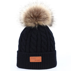 New children’s autumn and winter hat and scarf set - Black / C - Hat