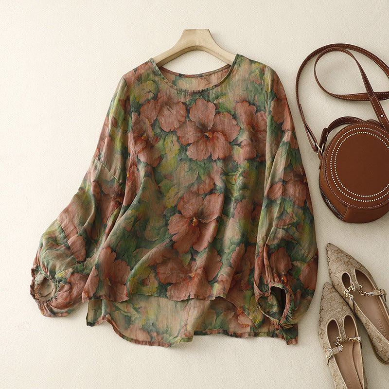 New Retro Digital Printing Top For Women