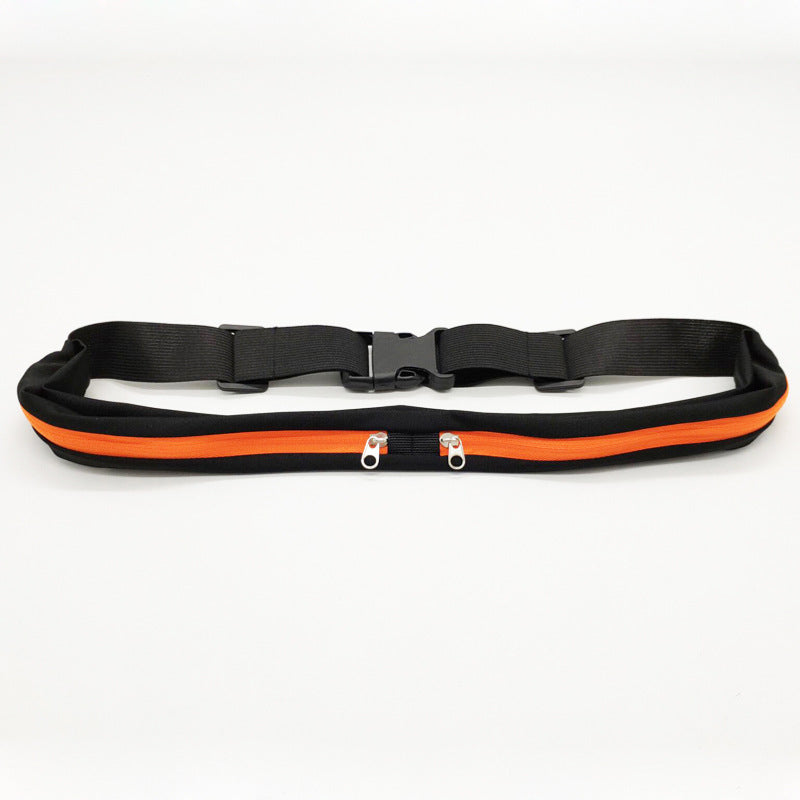 Sports Waist Bag With Double Pocket Slim Zip Running Phone Belt Bags - Orange / 3.2WidthOrdinaryZipper - Clothing