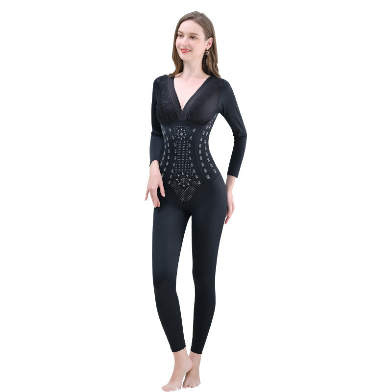 Women's Full Body Long Sleeve Trousers Caffeine Body Shaper
