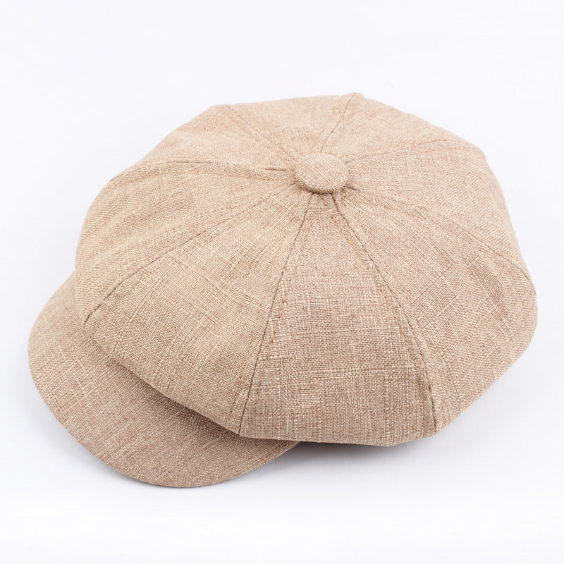 Autumn And Winter Cotton Hat Man Octagonal Korean Monochrome Outdoor Sunshade Wholesale Beret Lady Painter - Khaki - Hat