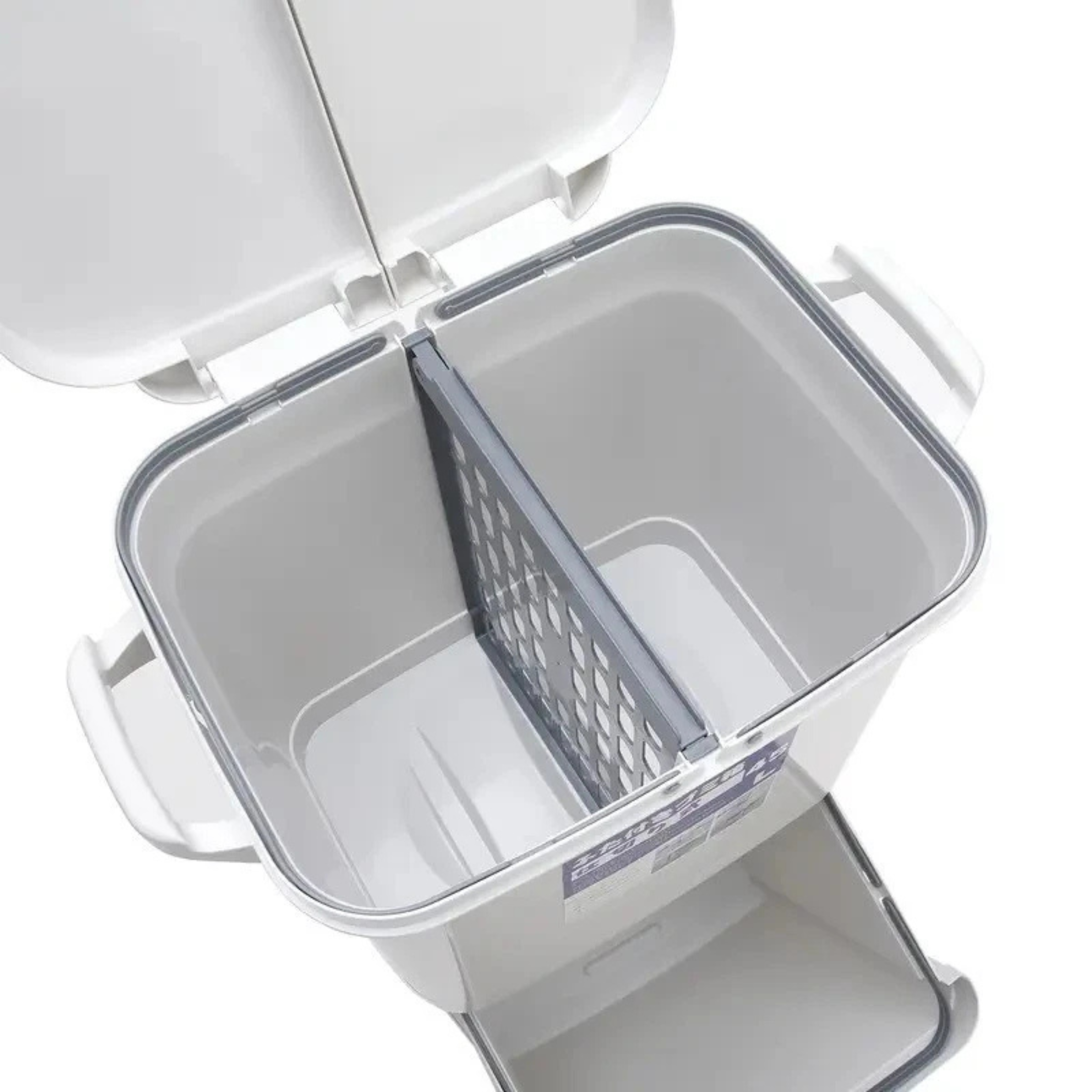 Dual-Compartment Rolling Kitchen Bin 83L - Wheeled Waste Trolley, Grey