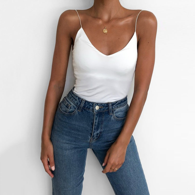 Satin Women Thin Wild Solid Camis Vest Women Tank Tops - Clothing