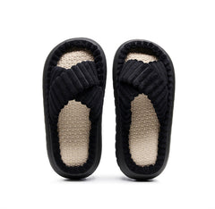 Women's Flat Linen Fluffy Slippers