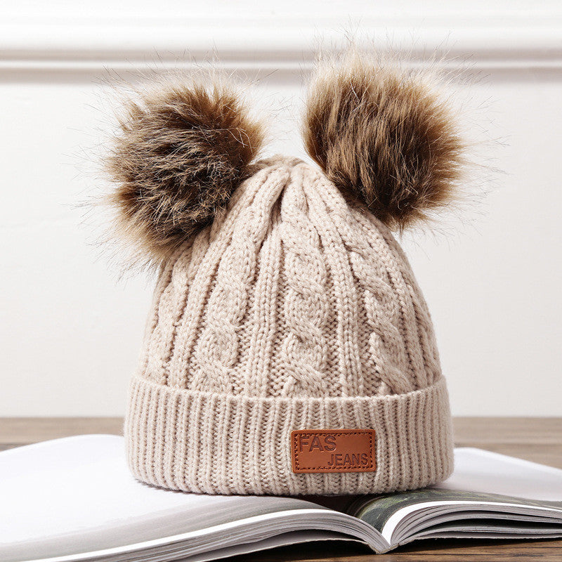 Baby Ear Caps Children’s Raccoon Fur Caps - Beige - Hat
