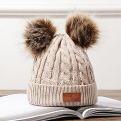 Baby Ear Caps Children’s Raccoon Fur Caps - Beige - Hat