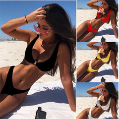 Women's Brazilian Push-Up Bikini Set – Sexy Low-Waist Two-Piece Swimsuit