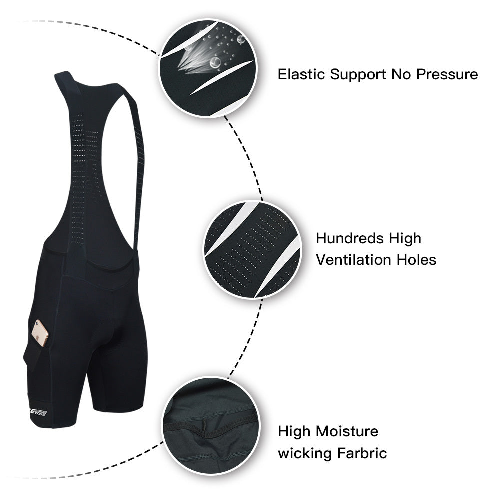 Darevie Padded Cycling Bib Shorts – Breathable Design with Phone Pockets