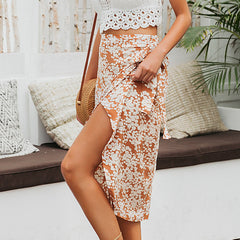 Simplee Women's Floral Wrap Skirt – Belt-Free, Lightweight Summer Style