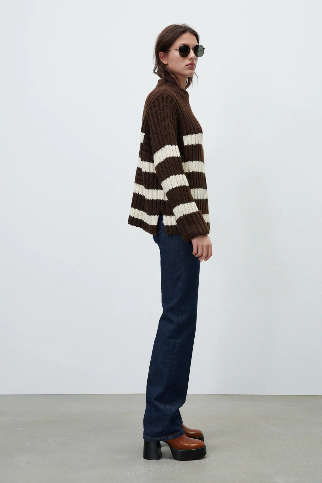 Women's Striped Crewneck Loose Sweater Bottoming Shirt