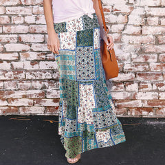 Loose fashion print high waist skirt