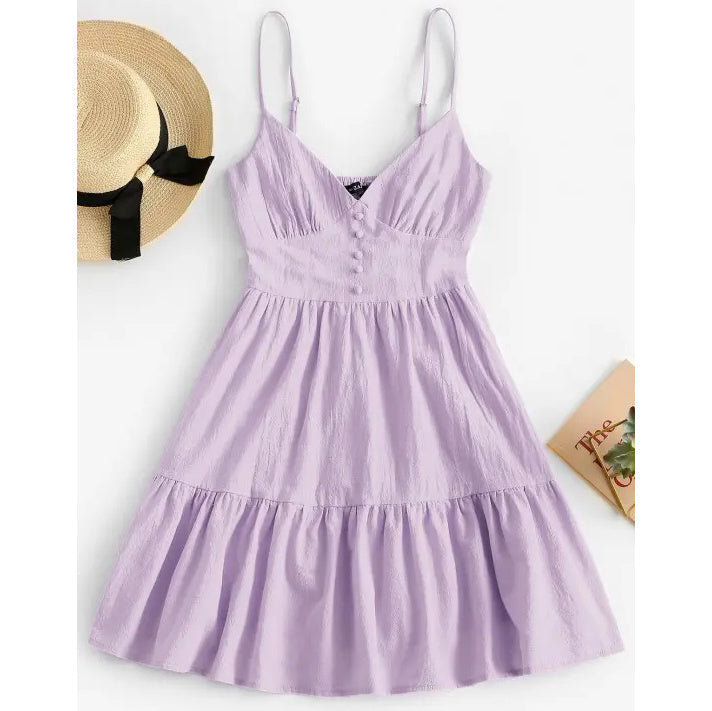 Women's Casual Summer Mini Dress Floral Print Tie Shoulder Sleeveless Flowy Beach Cami Dresses