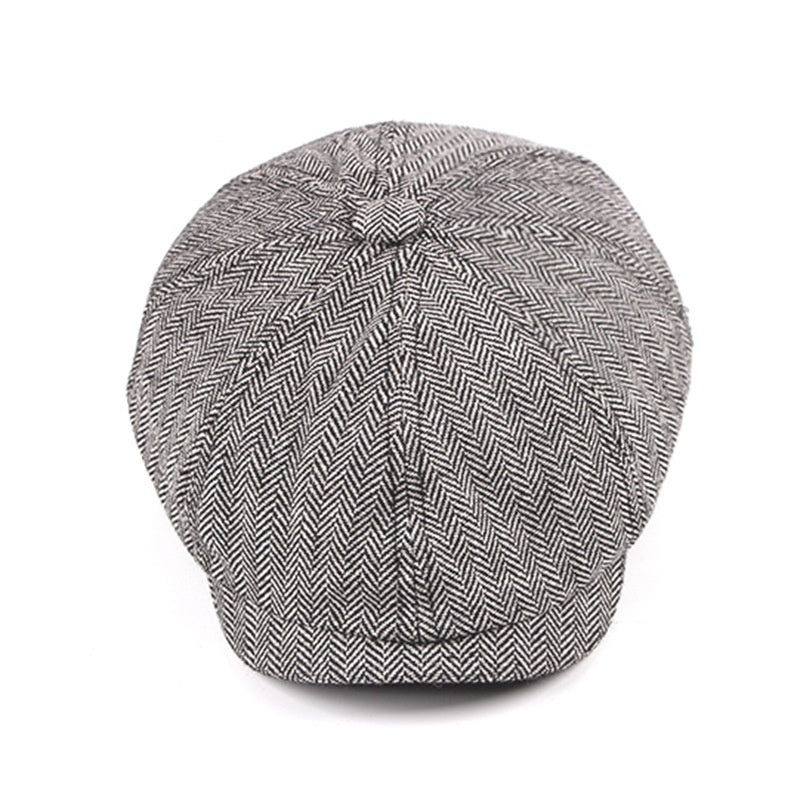 Fashion Retro Octagonal Hat Male Fashion Plaid Beret - Hat