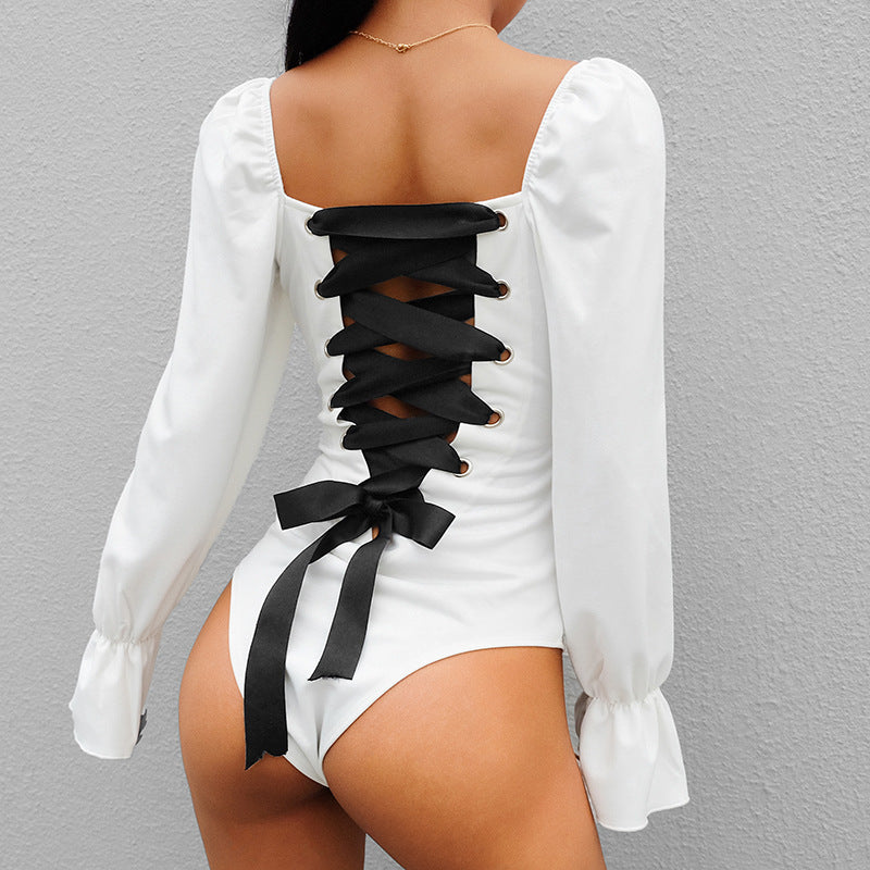 Square Neck Princess Sleeve Body Shaper Long Sleeve