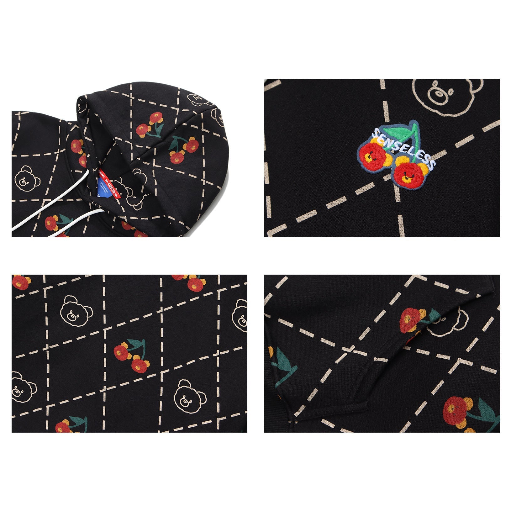 Japanese Full Print Cherry Hooded Sweater For Men And Women